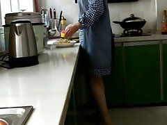 Pervert Chinese wife smacked in kitchen