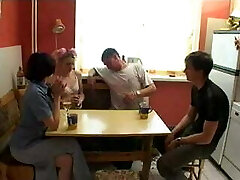 Russian swingers play strip poker.