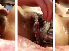 The girl shaves her cooter, shaved fuckboxes close-up. Russian hairy pussy, unshaved cunt