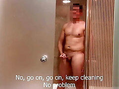 I surprise the hotel room service cleaning nymph in the shower and she helps me finish cumming I surprise the hotel room service cleaning nymph in the shower and she helps me finish cumming