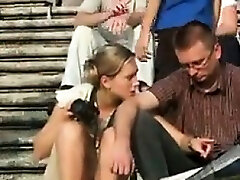 Gal On The Stairs Upskirt