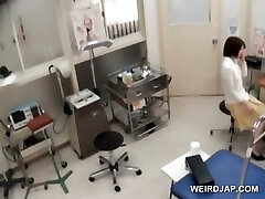 Fragile teen asian gets tits and vag measured by doctor