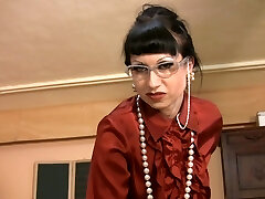 Lewd ugly MILF shows her goods