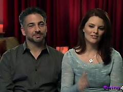 Swing couple wishing on some bisexual activity at orgy