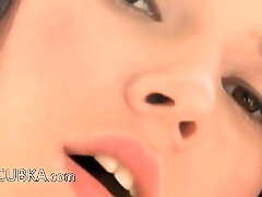 Petite sitter rubbing the clit