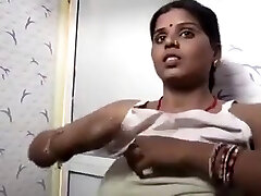 Desi insane housewife bathing with devar