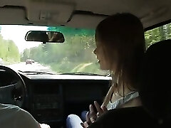 Epic girl threesome in the car
