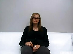 Brunette teenie Alena casting shoot