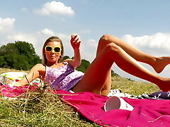 NO PANTIES BEND OVER: Hot Tight Puss girls having fun outdoor in mini mini-skirt short skirts naked asses