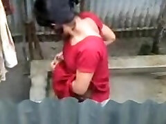 Desi Damsel Bathing Outdoor