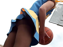 Lorine in Cheerleader Uniform and Pantyhose Shooting Balls and Flashing Lorine in Cheerleader Uniform and Pantyhose Shooting Balls and Flashing