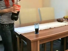 Redhead amateur muff on the table Redhead amateur muff on the table