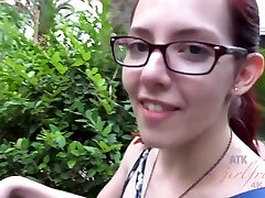 Red haired babe with glasses is in the mood for a good fuck, or just an climax