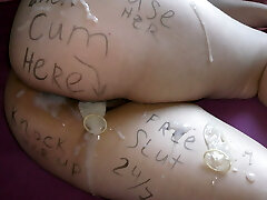 Found my creampied and covered in cum wife after gang-fuck!