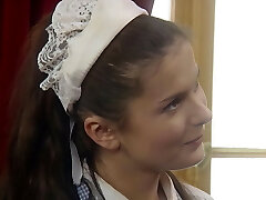 Maid Nicole sates guests with every hole, upscaled to 4K