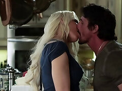 Beautiful towheaded with a fantastic body enjoying a xxx fuck on a kitchen table