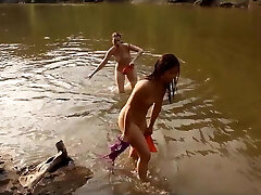 asia zo and andrea sky- public water unclothe game