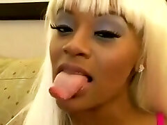 Ebony lengthy tongue sucking and kissing
