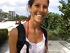 Cute and chesty brunette jerks off a man she met at the beach until he erupts Cute and chesty brunette jerks off a man she met at the beach until he erupts