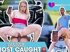 Black man bangs white woman in car - nearly caught : CHRYSTAL SINN (Netherlands) - SEXYBUURVROUW