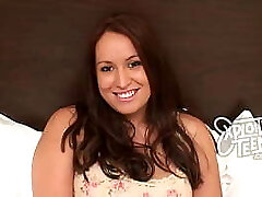 Brand new brunette teen with ample tits and a plump ass sucks cock Brand new brunette teen with ample tits and a plump ass sucks cock