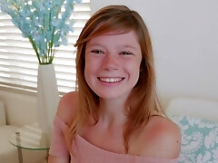 Lovely Teen Redhead With Freckles Orgasms During Casting POV