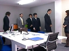 Fantastic Japanese diva yelling while her pussy is gangbanged hardcore in office