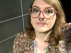 Flashing off pierced pussy in the bathroom