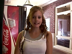 Sweetly beautiful first-timer pulls up her top and flashes her mounds