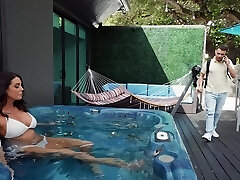 Rough outdoor dicking by the pool with dark haired Abby Somers Rough outdoor dicking by the pool with dark haired Abby Somers