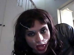 Emma Slut a dirty UK crossdresser cockslut blasted with cum