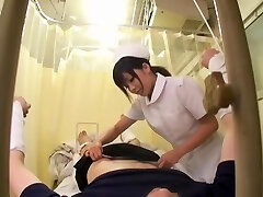 Asian nurse sucks a spunk-pump and rides it in horny voyeur video