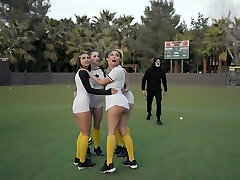 Outdoors video of hardcore gang sex fuckfest during a game - Hime Marie
