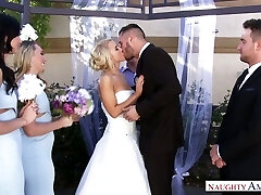 Captivating bride Alix Lynx is making love with her husband shortly after the wedding ceremony