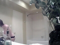 Voyeur - Extremely busty teenager secretly filmed in bathroom