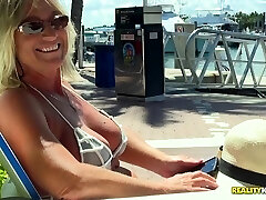 Horny milf with in a bikini fucks hard on a fantastic yacht