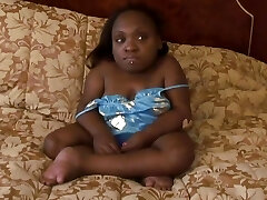 Black Midget with Meaty Tits and Nips Gives Super Hot Blowjobs