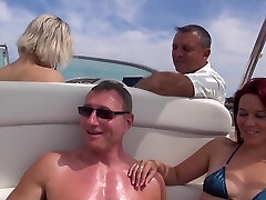 Hot bootie blondie Britney spurts her clothes for sex on the boat
