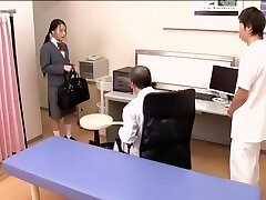 Medical scene of young na.ve Asian sweetie getting checked by two kinky docs