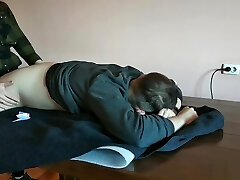 Amateur lady hard Pegging his bum on the Table - Hot Femdom Strapon