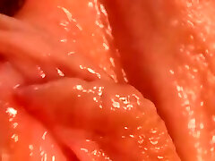 Close up of torrid pink wet pussy and clit