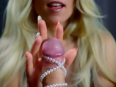 Sensual blowjob and pearls on manstick