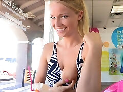 Sexy blonde on the public