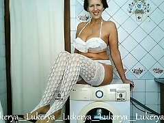 Lukerya taunts with her body at home in the kitchen Lukerya taunts with her body at home in the kitchen