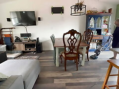 Spy on mom cleaning nude in the kitchen