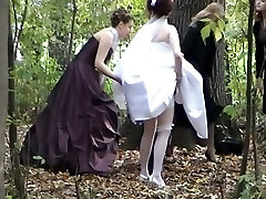 A clittie among voyeur videos with a bride pissing in the forest