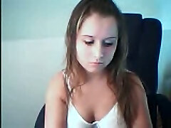Depressed bosomy webcam girl showcases with her big saggy tits