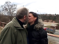 Beautiful Czech pornstar gets fucked by a crazy old chap outdoors