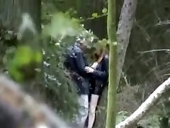 Kinky couple making love deep in the forest spy bang-out flick