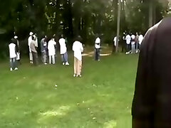 The thickest ebony gangbang of all time in the woods